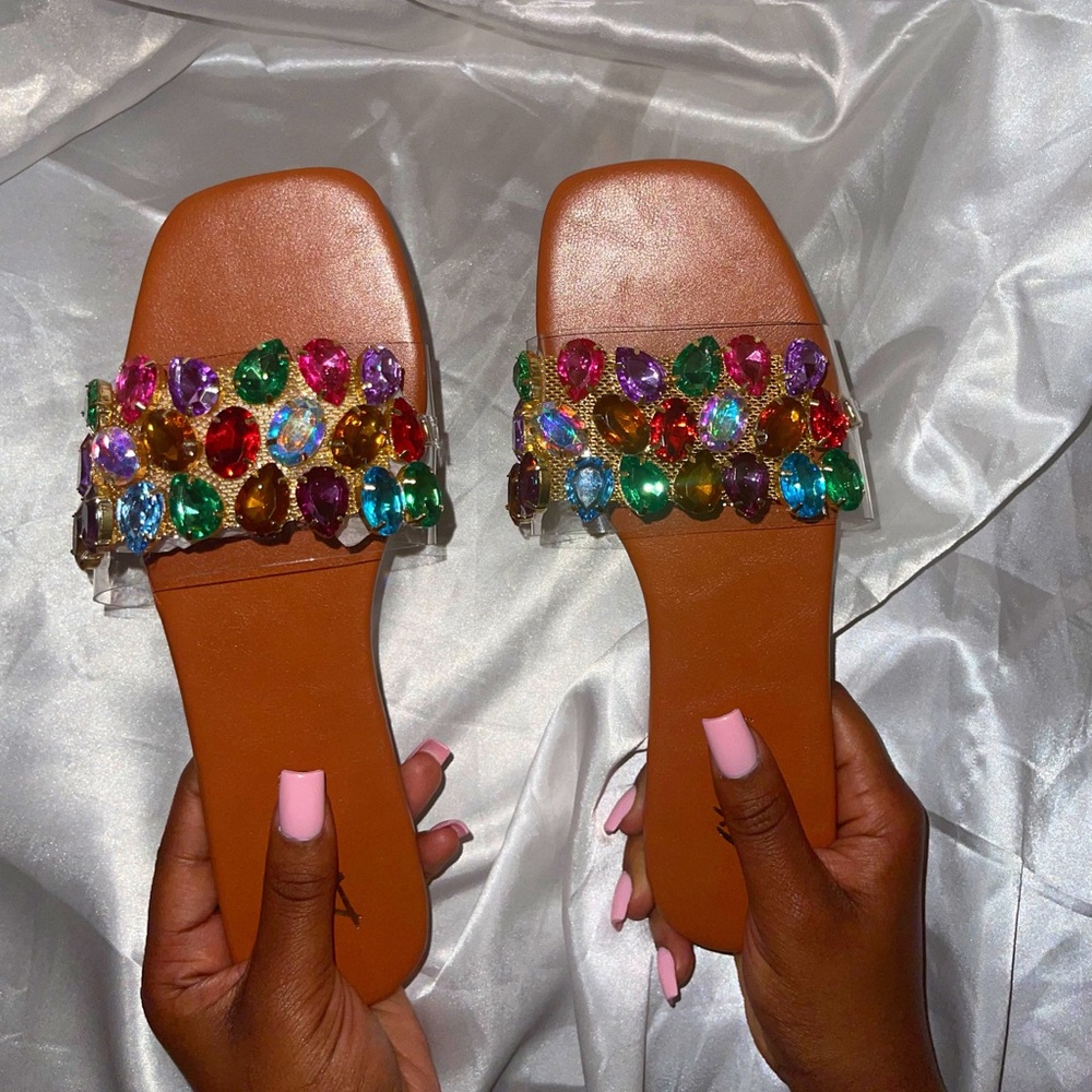Embellished Brown Sandals